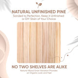 Homeforia Rustic Farmhouse Floating Shelves, Bathroom Wooden Shelves for Wall Mounted, Thick Industrial Kitchen Wood Shelf - 16 x 6.5 x 1.75 inch - Set of 2 - Unfinished - No Stain - DIY Homeforia