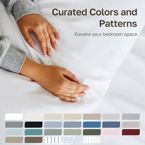 California Design Den Queen Sheet Set - Luxury 600 Thread Count Sateen, 100% Cotton Deep Pocket Queen Sheets with All Around Elastic, Snug Fit, Hotel Quality Bedding Set - White