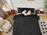 Manfei African Cheetah Wildlife Bedding Set King Size Black Wild Animal Skin Duvet Cover for Teens Adults Leopard Print Comforter Cover Decorative Room with 2 Pillowcases(Comforter Not Included) Manfei