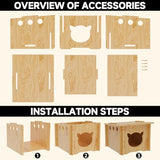 Pinewood Cat House, Wooden Bunny Rabbit Cat Hutch Outdoor Pet Cage Shelter Feral Cat House, Small Pet House and Habitats，Easy to Assemble ankuliy