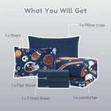 Wink Deer Twin Comforter Set for Boys-5 Pieces Sports Ball Games Glow in the Dark Twin Bedding Sets for Kids, Ultra Soft Bed in A Bag with Sheets Wink Deer