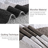 Dinjoy Boho Quilt Set Full Size,3 Pieces Grey Striped Bedspreads,Soft Microfiber Quilted Quilts Bedding Set with 2 Pillow Shams Lightweight Coverlet 78"x90" for Summer Fall Bed Dinjoy