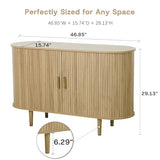 SoarTalent Fluted Sideboard Buffet Cabinet with Storage, 47" Mid-Century Modern Console Table with Sliding Doors, Wood Credenza for Dining Room, Coffee Bar Station, Light Oak SoarTalent