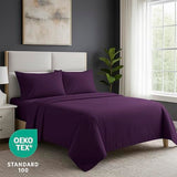 Pure Bedding Bed Sheets - Full Sheet Set [4-Piece, Purple] - Hotel Luxury 1800 Brushed Microfiber - Soft and Breathable - Deep Pocket Fitted Sheet, Flat Sheet, Pillow Cases Pure Bedding