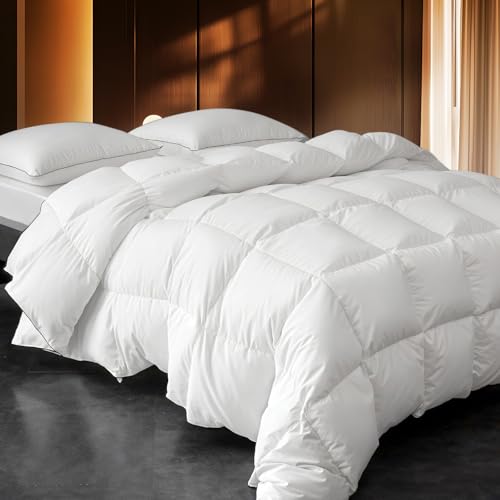 ITSNGBY Down Fibers Comforter Twin Size,Luxurious All Seasons Hotel Collection Duvet Insert,54 Oz High Bulkiness Medium Warmth,Fluffy & Breathable for Bedroom, Guestroom, Hotel (White,68x90) ITSNGBY