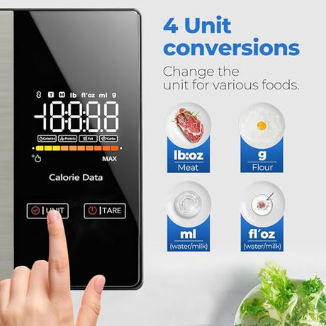 WARMKEY Smart Nutrition Food Scale with App - 1g Precision Digital Kitchen Scale, Tracks Calories & 24 Nutrients, Macros, Fat & Protein for Keto, Fitness & Meal Prep, 11lb/5kg with Tare Function WARMKEY