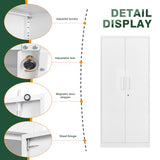 Letaya Metal White Storage Cabinet with Lock-71 Tall Metal Pantry Cabinets,5 Adjustable Shelves and Door for Home,Office,Kitchen,Warehouse,Utility Room(White) Letaya