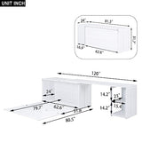 RuiSiSi Queen Murphy Bed Wall Bed with Rotable Desk, Foldable Platform Bed Frame with Storage, for Home Office Small Room, White RuiSiSi