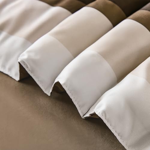 WONGS BEDDING Comforter Queen Size, Brown 7 Pieces Comforter for Queen Bed Striped Bed in a Bag Soft Bedding Comforter Set for All Season(90"×90") WONGS BEDDING