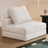 Lumbershed Folding Sofa Bed, 3-in-1 Convertible Sleeper Chair Bed with Pillows, Foldable Floor Couch with High-Density Foam, Futon Small Boneless Couch for Living Room Bedroom Lounge, Single, White Lumbershed