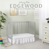 Dream On Me Edgewood 4-In-1 Convertible Mini Crib In White, JPMA Certified, Non-Toxic Finish, New Zealand Pinewood, With 3 Mattress Height Settings, Included 1" Mattress Pad Dream On Me