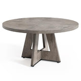 LITTLE TREE Round Dining Table for 4-6 People, 47 Inches Dining Room Table with Wooden Pedestal Base, Grey Dinner Table, Circle Kitchen Table for Dining Room, Kitchen, Living Room(Table Only) LITTLE TREE