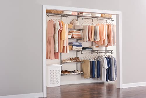Rubbermaid Configurations Deluxe Custom Closet Kit, 4-8 Ft. Adjustable Metal Wire Shelving, Titanium Finish, Expandable Organization System, Hardware Included, for Home Closet/Pantry/Laundry/Mudroom Rubbermaid