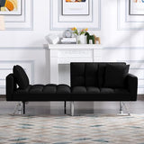 74" Futon Sofa Bed,Convertible Sleeper Couch with Adjustable Backrest and Pillows, Comfy Velvet Cloud Sofa Loveseat,Modern Loveseat for Living Room and Bedroom（Black） Jum Blueemo