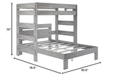 Max & Lily Modern Farmhouse Bunk Bed, L Shape Twin-Over-Queen Bed Frame For Kids, Driftwood Max & Lily