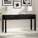 SIMPLIHOME Hollander Console Table - 60 Inch Wide Solid Wood Sofa Table in Black, Contemporary Storage Table for Entryway or Living Room with 3 Drawers and Sleek Metal Hardware SIMPLIHOME