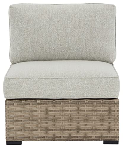 Signature Design by Ashley Outdoor Calworth Resin Wicker Patio Armless Chair, 2 Count, Beige Signature Design by Ashley