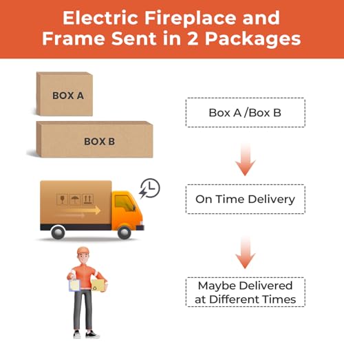 R.W.FLAME 43” Electric Fireplace Mantel Wooden Surround Firebox, TV Stand with Freestanding Electric Fireplace, Remote Control, Adjustable Led Flame, 750W/1500W Pearl White R.W.FLAME