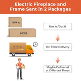 R.W.FLAME 43” Electric Fireplace Mantel Wooden Surround Firebox, TV Stand with Freestanding Electric Fireplace, Remote Control, Adjustable Led Flame, 750W/1500W Pearl White R.W.FLAME