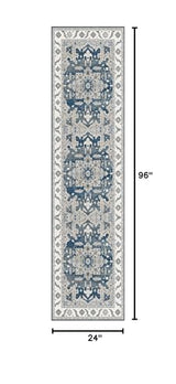 Yanlaza Boho Rug Runners 2x8,Narrow Long Hallway Runners,Kitchen Carpet Non Slip Washable,Rubber Backed Area Rugs for entryway Indoor Bedroom Bedside Farmhouse Laundry Bathroom (Blue, 2'x8') Yanlaza