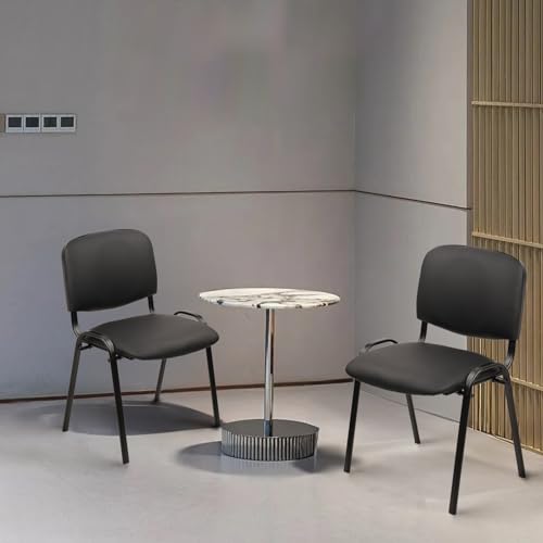 CLATINA Stacking Conference Room Chairs No Wheels, PU Leather Waiting Room Chair Armless Stackable Office Guest Chair with Metal Frames for Reception Lobby Side Training School, Black Set of 10 CLATINA
