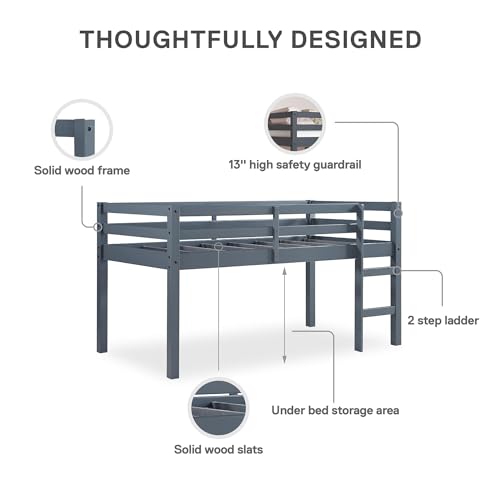 DHP Milton Junior Twin Loft Bed - Space-Saving Grey Design for Kids - WoodArtSupply