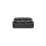 Maykoosh Faux Leather Recliner Sofa - Black Channel Tuft Design - Padded Arms Maykoosh