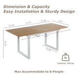 VICBARLEY Extendable Dining Table for 4-8 People,70.89''Modern Space-Saving Kitchen Table with Metal Legs,Rectangle Folding Conference Meeting Table for Living Meeting Room Kitchen,Oak VICBARLEY