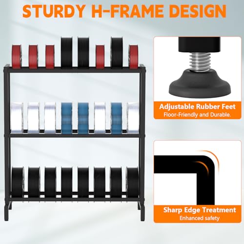 3D Printer Filament Storage Rack, Heavy Duty Metal Holder with 3/5-Tier Option Precision Engineered Connection, Adjustable Feet, Safety-Optimized Edge for Workshop, Studio, Home Office (Black 3-Tier)