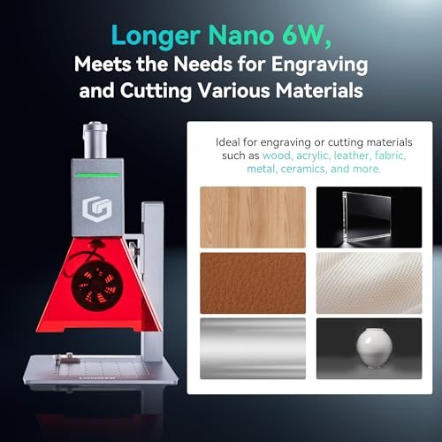 Longer Nano Laser Engraver Machine with 6W Diode, 5000mm/s High Speed & 0.05mm Precision - Portable Handheld Laser Cutter for Wood, Metal, Leather, Jewelry Longer