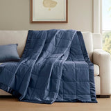 Madison Park Windom Down Alternative Blanket, Premium 3M Scotchgard Moisture Wicking Treatment, Lightweight and Soft Bed Cover For All Season, Satin Trim, Navy Full/Queen Madison Park