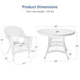 Jeco 5 Piece Wicker Outdoor Dining Set, White Jeco