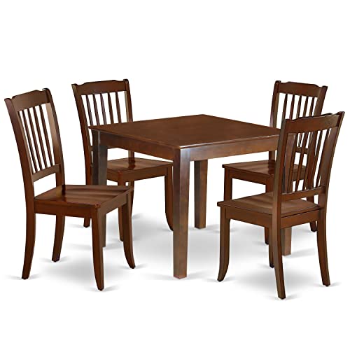 East West Furniture OXDA5-MAH-W Oxford 5 Piece Room Set Includes a Square Wooden Table and 4 Kitchen Dining Chairs, 36x36 Inch East West Furniture
