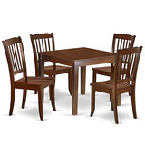 East West Furniture OXDA5-MAH-W Oxford 5 Piece Room Set Includes a Square Wooden Table and 4 Kitchen Dining Chairs, 36x36 Inch East West Furniture