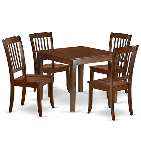 East West Furniture OXDA5-MAH-W Oxford 5 Piece Room Set Includes a Square Wooden Table and 4 Kitchen Dining Chairs, 36x36 Inch East West Furniture