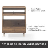 Crosley Furniture Liam 3-Piece Turntable Record Player Stand And Vinyl Storage, Mid Century Modern, Walnut Crosley Furniture
