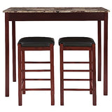 Linon Brown 3-Piece Table Faux Marble Tavern Set, 42" w x 22.25" d x 36" h Linon