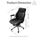 Bananister Black Leather Office Desk Chair with Wheels and Arms, Height Adjustable, Vintage, Mid Century Modern Style Bananister