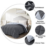 Homelike Moment Twin Comforter Duvet Insert- Grey Down Alternative Bed Comforter Twin Size, Lightweight Bedding Comforters Quilted Soft All Season Reversible Dark Gray/Light Grey Homelike Moment