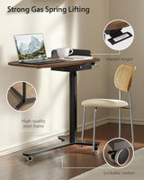 KINGSMITH Height Adjustable Mobile Standing Desk with 360° Swivel Casters, 28"-43" Pneumatic Rolling Desk with Storage Drawer, Perfect for Home Office, Bedroom, Living Room, Dark Walnut KINGSMITH