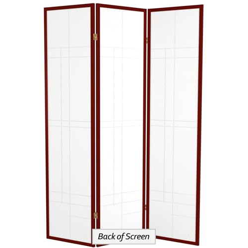 Red Lantern 6 ft. Tall Eudes Shoji Screen - Rosewood - 3 Panels Red Lantern