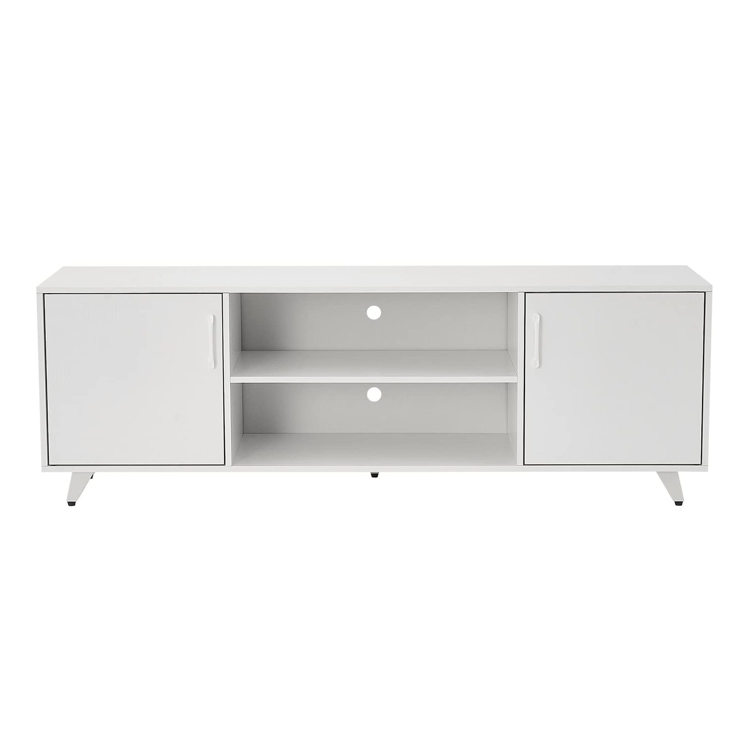 Panana TV Stand Television Stands TV Console Unit with Shelf and 2 Doors Storage Cabinets for Living Room Bedroom for TVs up to 70 Inches (White,62.99 inches)