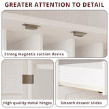 IRONCK Kitchen Pantry 72" Height, with 8 Hanging Shelves, 2 Drawers and Open Storage Cabinet, Freestanding Cupboard for Dining Room Living Room,Industrial White IRONCK