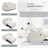 Convertible Loveseat Pull Out Sleeper Sofabed Futon Loveseat Lounge Couch for Living Room 3 in 1 Multi-Functional Pullout Sofa Bed with Reclining Backrest , USB Ports and Side Pockets for Home Office Eafurn