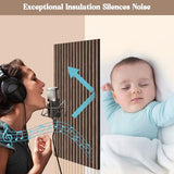 GZFDY 2-Piece Soundproof Wood Slat Wall Panels, 48" X 24" 3D Acoustic wall panel sound absorbing for Ceiling interior wall decor - Walnut GZFDY
