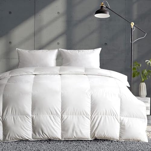 APSMILE Lightweight Down Feather Fibers Comforter Oversized King, Cooling Duvet Insert for Warm Weather -100% Organic Cotton, High Fill Power Down Fibers Quilt Thin Summer Duvet (Ivory White, 120x98) APSMILE