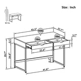 Bestier Small Rectangular Office Writing Computer Workstation Vanity Makeup Desk Minimal Elegant Simple Style with 2 Large Drawers, Rustic Brown Bestier