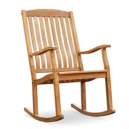 Cambridge Casual Arie Patio Porch Rocking Chair for Outdoor, Single Item/Natural Teak