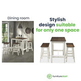 Furniture Dash Wood Bar Height Dining Set of Drop Leaf Table and 4 Stools White Distressed Furniture Dash