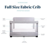 Baby Delight Horizon Full Size Crib, Breathable Mesh Walls, Tool-Free Assembly Baby Bed, Luxe Quilted Easy to Clean Fabric, Grey